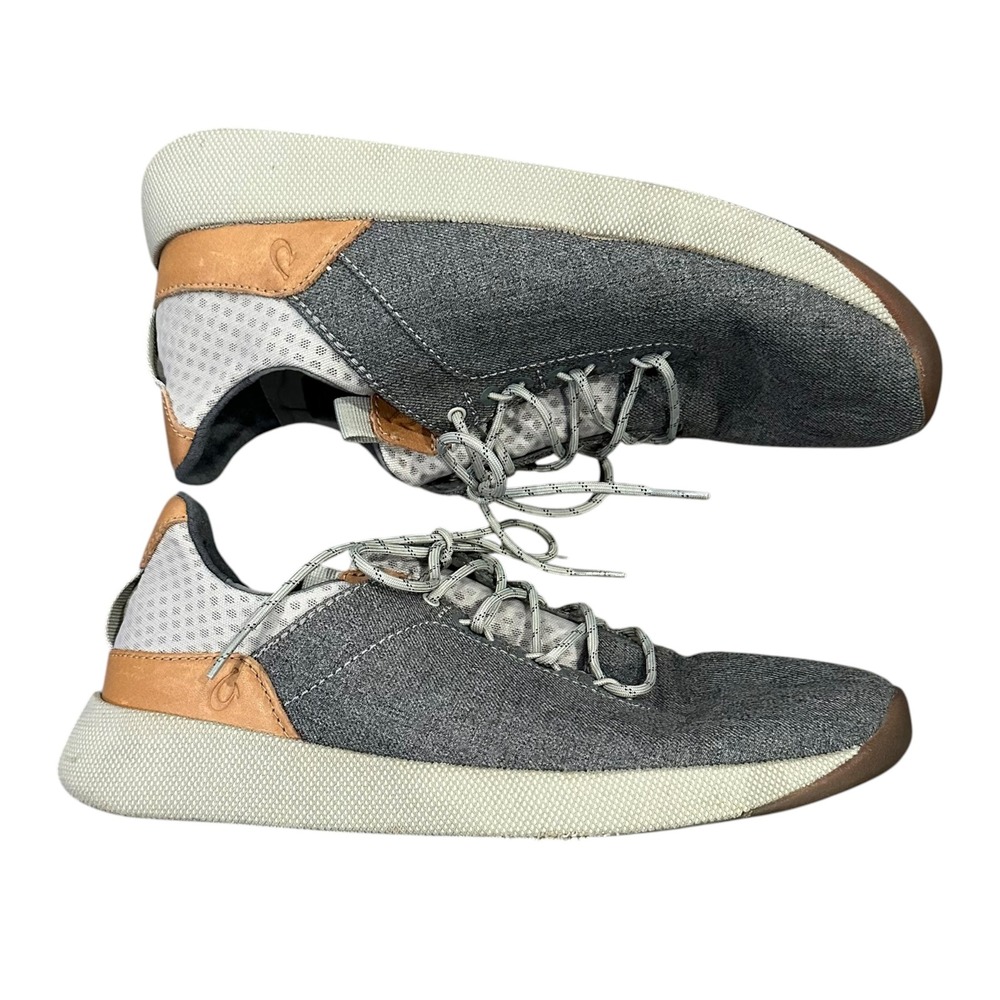 OluKai Nanea Li Mens 9.5 Charcoal Grey Leather Casual Sneakers 10485 BN2R - Picture 2 of 7